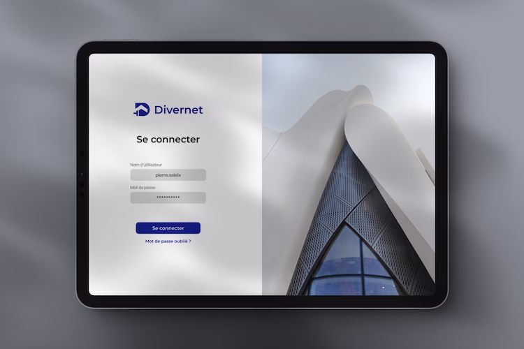 Tablette avec le site web de Divernet